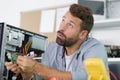 professional man repairing and assembling computer Royalty Free Stock Photo