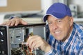 professional man repairing and assembling computer Royalty Free Stock Photo