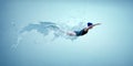 Professional man swimmer on a wave Royalty Free Stock Photo