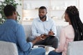 Professional Marital Therapist Having Session With Young Black Spouses, Selective Focus Royalty Free Stock Photo