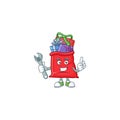 Professional Mechanic santa bag full of gift mascot cartoon character style