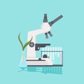 Professional medical laboratory microscope plant growing in test tube scientific research equipment biology science Royalty Free Stock Photo