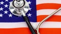 Professional Medical Stethoscope on the Vibrant American Flag - A Symbol of the NationÃ¢â¬â¢s Healthcare System and Medical