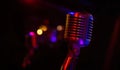 Professional microphone on black background Royalty Free Stock Photo