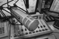 Professional microphone in radio station studio Royalty Free Stock Photo