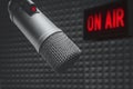 Professional microphone in radio station studio Royalty Free Stock Photo