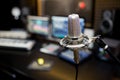 Professional microphone in the recording studio. Royalty Free Stock Photo