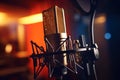 Professional microphone in recording studio, close-up. Professional studio equipment - Ai Generated