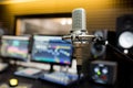 Professional microphone in the recording studio. Royalty Free Stock Photo