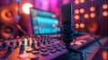 Studio Microphone and Soundboard Royalty Free Stock Photo