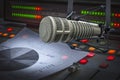 Professional microphone and sound mixer in radio station studio Royalty Free Stock Photo