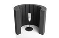 Professional microphone and a studio microphone screen for recording in the studio and Broadcast. Royalty Free Stock Photo