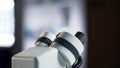 Professional microscope standing in laboratory, medical research equipment Royalty Free Stock Photo