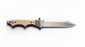 Professional Military Tactical Knife on Pure White Background, Photorealistic Image