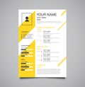 Professional minimalist template curriculum vitae yellow