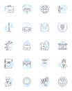 Professional misconduct linear icons set. Corruption, Bribery, Fraud, Embezzlement, Exploitation, Deception, Dishsty Royalty Free Stock Photo