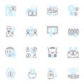 Professional misconduct linear icons set. Corruption, Bribery, Fraud, Embezzlement, Exploitation, Deception, Dishsty Royalty Free Stock Photo