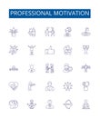 Professional motivation line icons signs set. Design collection of Inspiration, Enthusiasm, Determination, Drive