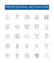 Professional motivation line icons signs set. Design collection of Inspiration, Enthusiasm, Determination, Drive