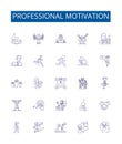 Professional motivation line icons signs set. Design collection of Inspiration, Enthusiasm, Determination, Drive