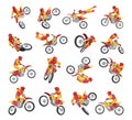 Professional motorcycle racers. Motorbike riders set cartoon vector illustration