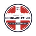 Professional mountains patrol vintage label