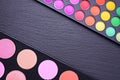 Professional multi colored blushes and eyeshadows palettes Royalty Free Stock Photo