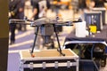 Professional multirotor drone with camera system at exhibition Royalty Free Stock Photo