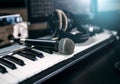 Professional music studio equipment, closeup Royalty Free Stock Photo
