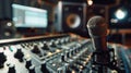 Professional music studio mixing desk. Selective focus photography Royalty Free Stock Photo