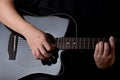 Professional musician playing acoustic guitar in music recording Royalty Free Stock Photo