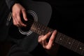 Professional musician playing guitar close-up of hands Royalty Free Stock Photo