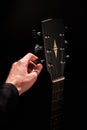 Professional musician playing guitar close-up of hands Royalty Free Stock Photo