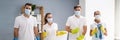 Professional Office Cleaning Janitor Team In Uniform Royalty Free Stock Photo