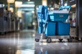 Professional office floor cleaning service with unrecognizable person and bright, detailed shot