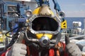 Professional offshore commercial diver with a helmet Royalty Free Stock Photo