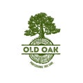 Old Oak Professional Arborist Tree Care Service Organic Eco Sign Concept. Landscaping Design Craft Raw Logo. Rustic