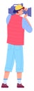 Professional operator color character. Man with video camera