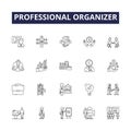Professional organizer line vector icons and signs. organizer-Professional, planner, declutter, systemize, prioritize