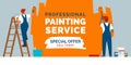 Professional painting service promotion and painters at work