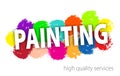 Professional Painting Services Logo. Abstract hand painted colorful textured ink brush on white background.