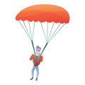 Professional parachuter icon, cartoon style