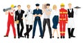 Professional people in different uniform and pose Royalty Free Stock Photo