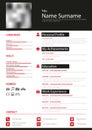 Professional personal resume cv in black white red design