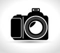 professional photo camera with flash white background design graphic Royalty Free Stock Photo