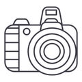 Professional photo camera vector line icon, sign, illustration on background, editable strokes