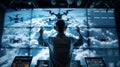 Man Controlling Drones in Exhibition Hall