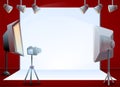 Professional photo session studio concept banner, cartoon style