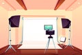 Professional photo studio interior cartoon vector Royalty Free Stock Photo