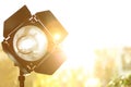 Professional photo studio lighting equipment on blurred background Royalty Free Stock Photo